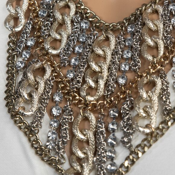 Chunky Necklace Multi Strand Faux Diamonds Chains - Picture 7 of 11